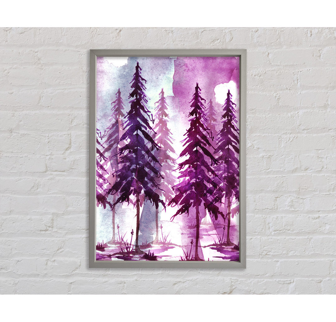 Purple Tree Line Gerahmter Druck