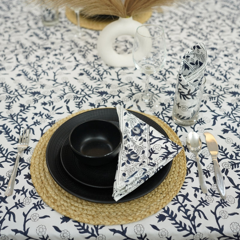 Fabdivine 18X18 Inch Designer Napkins, Perfect Blend of Style & Utility- Shehjan, Blue