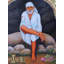 Lord Sai Baba, assis sur un rocher, peinture de Tanjore L, couleurs traditionnelles avec or 24 carats, cadre L