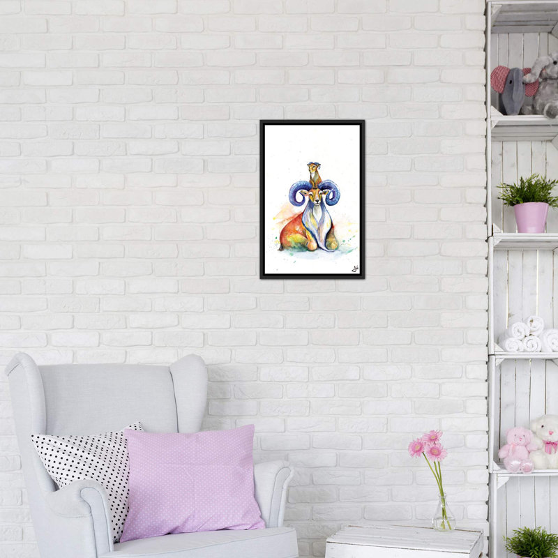 Décoration murale pour enfants Uncanny Urial, Toile avec cadre noir patiné, H 26 po x l 18 po x 1,5 po