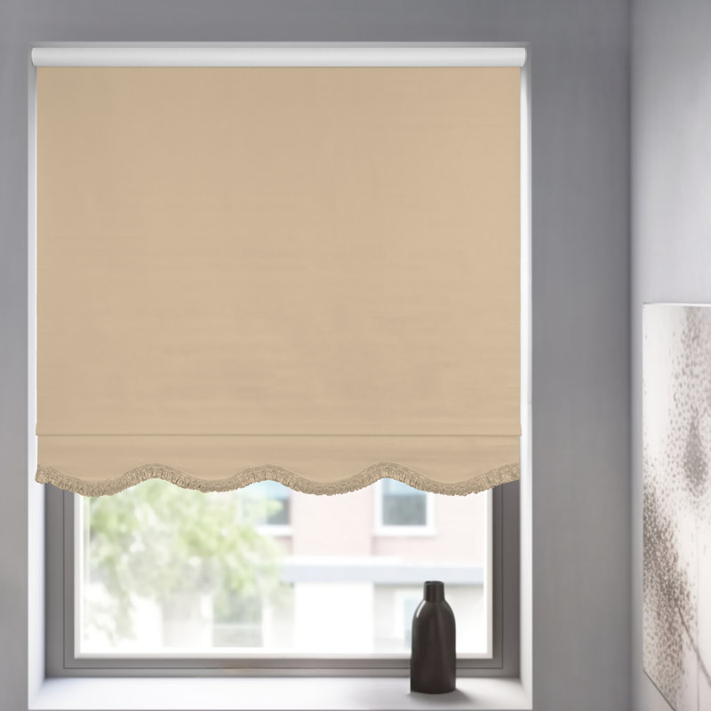Haverstraw Blackout Vinyl Roller Shade, 43"W x 64"L, Sand Textured (Fringe)