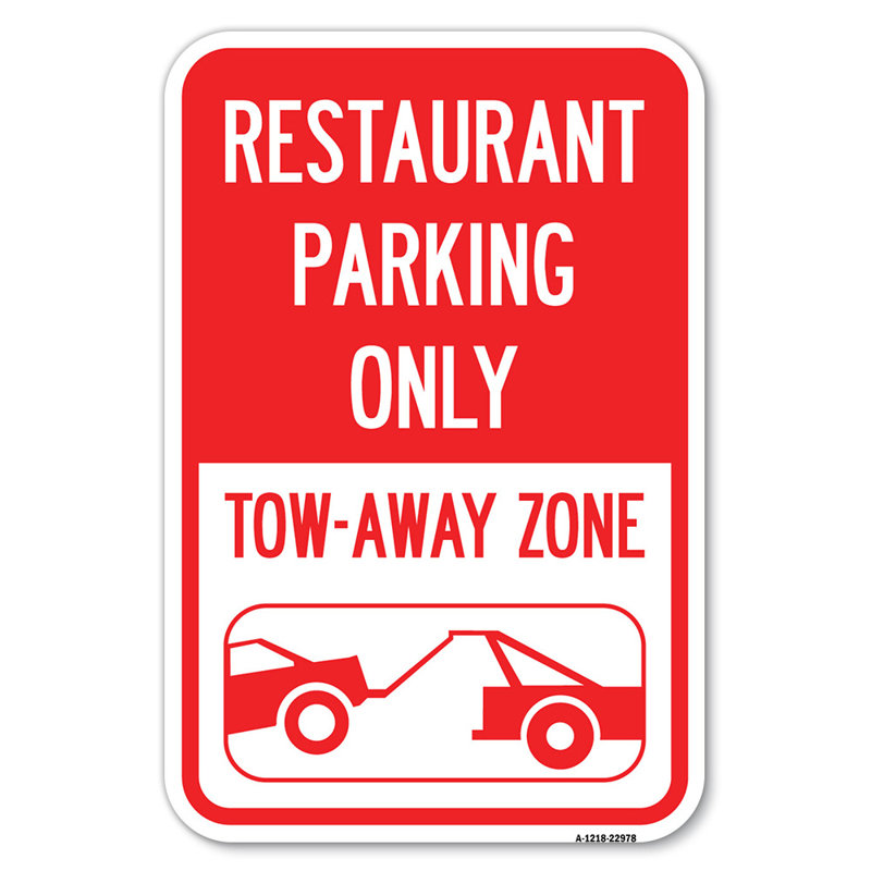 Zone de remorquage pour le restaurant seulement (avec graphique de remorquage de voiture) / 22978, H 18 po x l 12 po x P 1 po