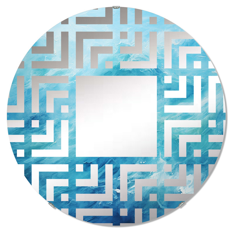 Miroir décoratif azur bleu lagon Horizon I - MIR109777-Rond, 23,6 po x 23,6 po
