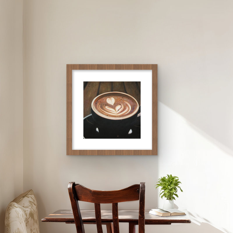 Artistic Cappuccino - Framed Matted Print for Home Decor, Brown, 16" H x 16" W