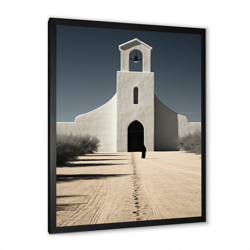 «Mimalisme Christianity Scenery Church» sur toile, Cadre simple noir, H 44 po x l 34 po x P 1,5 po
