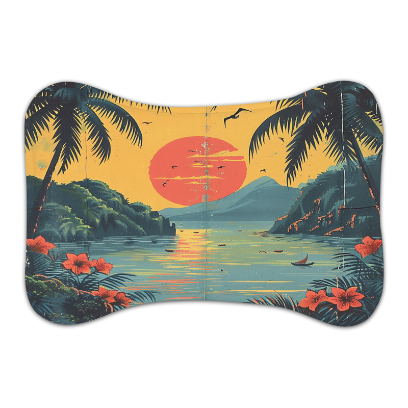 Tapis d'alimentation Old-School Island Sunset