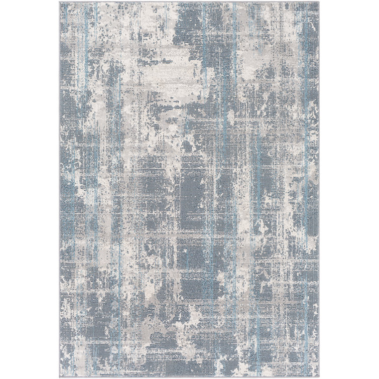 Tapis bleu sarcelle / gris Adilynn