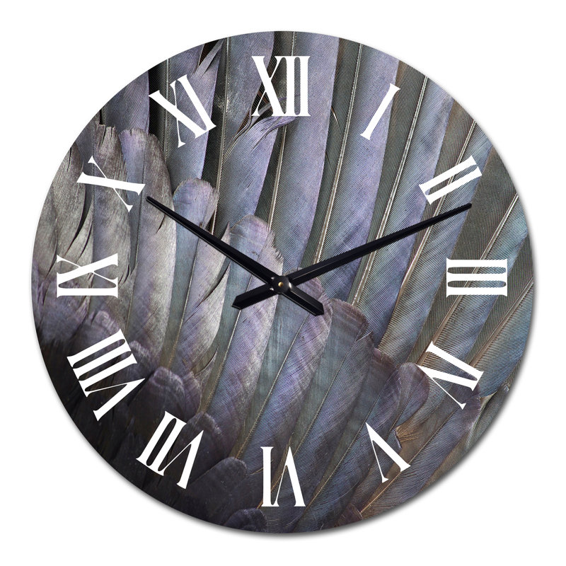 Plumes noires et blanches - Horloge murale traditionnelle, Grand