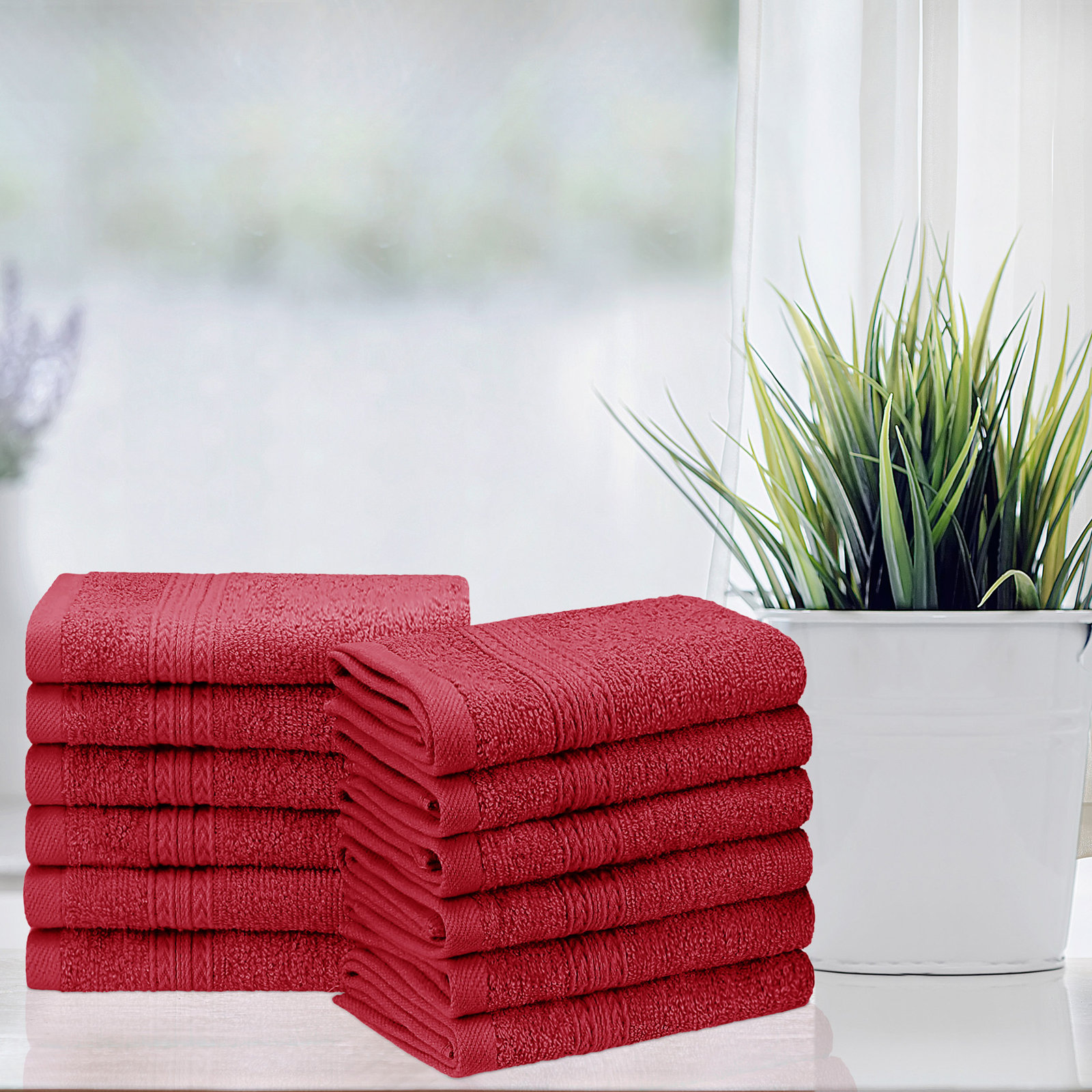 Simba Eco-Friendly Sustainable Cotton Washcloth Towel, Cranberry