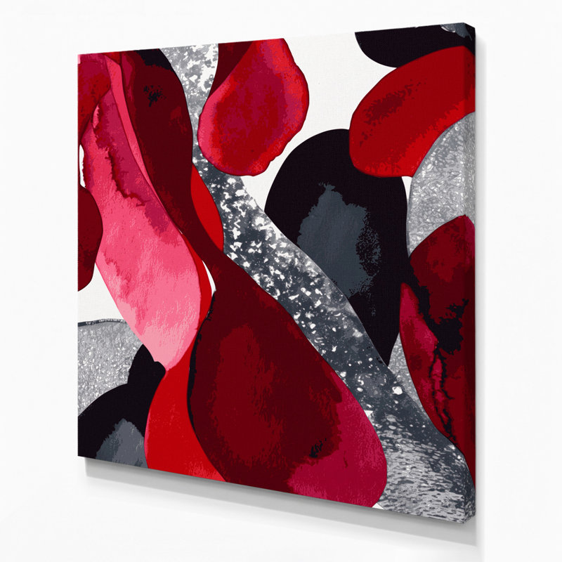 Abstrait aquarelle 29, art mural sur toile rouge, H 8 po x l 8 po