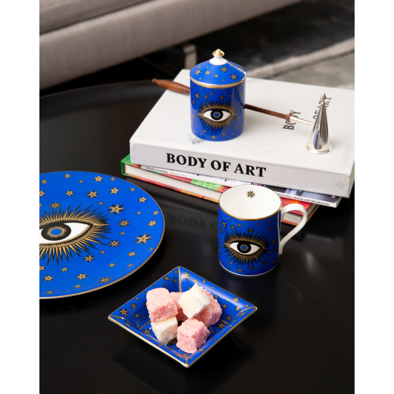 Assiette à salade ou à dessert en porcelaine tendre 10 po Evil Eye