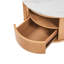 Table basse gigogne ronde avec plateau en placage de marbre blanc, rangement à 2 niveaux et 1 tiroir, naturel, 28,5 po