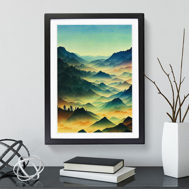 XV1022-4268X Stupendous Mountain Landscape - Print, Black Framed Paper, White, 66cm H x 48cm W