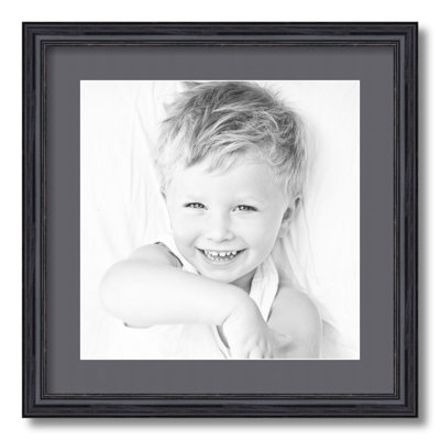 Black Wood Matte Picture Frame with Mat