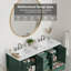 Meuble-lavabo 60 po, meuble-lavabo avec cadre en bois massif, comptoir autoportant avec 2 lavabos vert