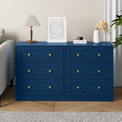 Wood Nightstand With 3 Spacious Drawers And Gold Konbs