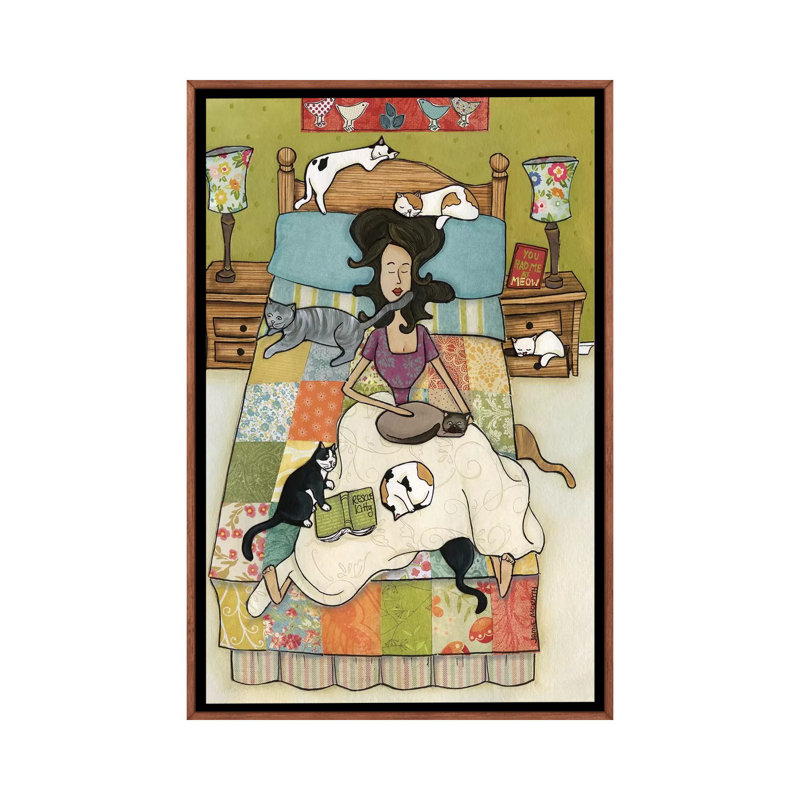 « Rescue kitties » par Jamie Morath-impression, H 48 po x l 32 po x P 1,5 po, Toile classique avec cadre brun, Pas de tapis