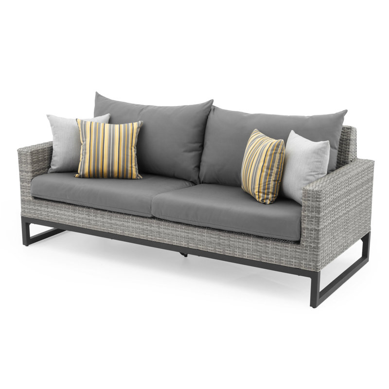 Sameko Sunbrella Outdoor 78In. Sofa, Gray, Bliss Ink