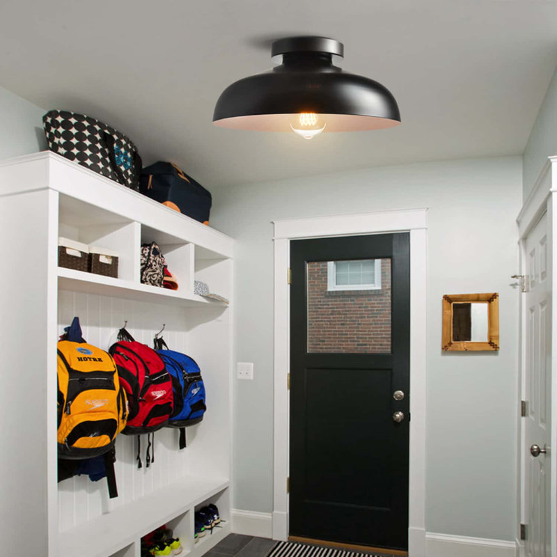 Industrial Ceiling Light with 12-Inch Metal Shade, Black