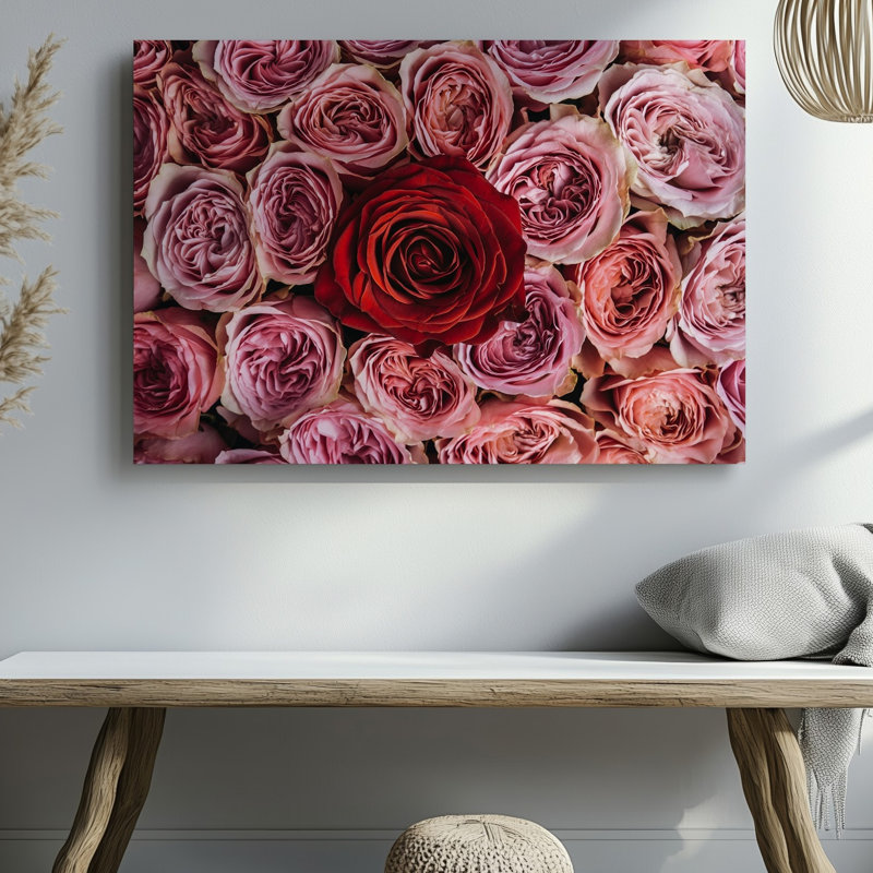 Toile, art mural avec composition de roses, H 9 po x l 12 po
