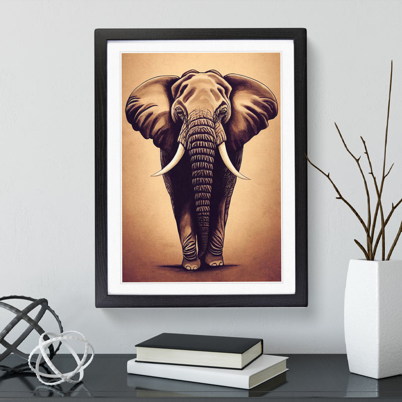Magnificent Elephant - Framed Print, Black, 64cm H x 46cm W x 2cm D