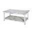 Table basse Country Cottage Farmhouse - Table basse de 42 x 24 x 18 pouces avec tablette de rangement pour le décor du salon - Mobilier de salon rustique (blanc antique)-368160564