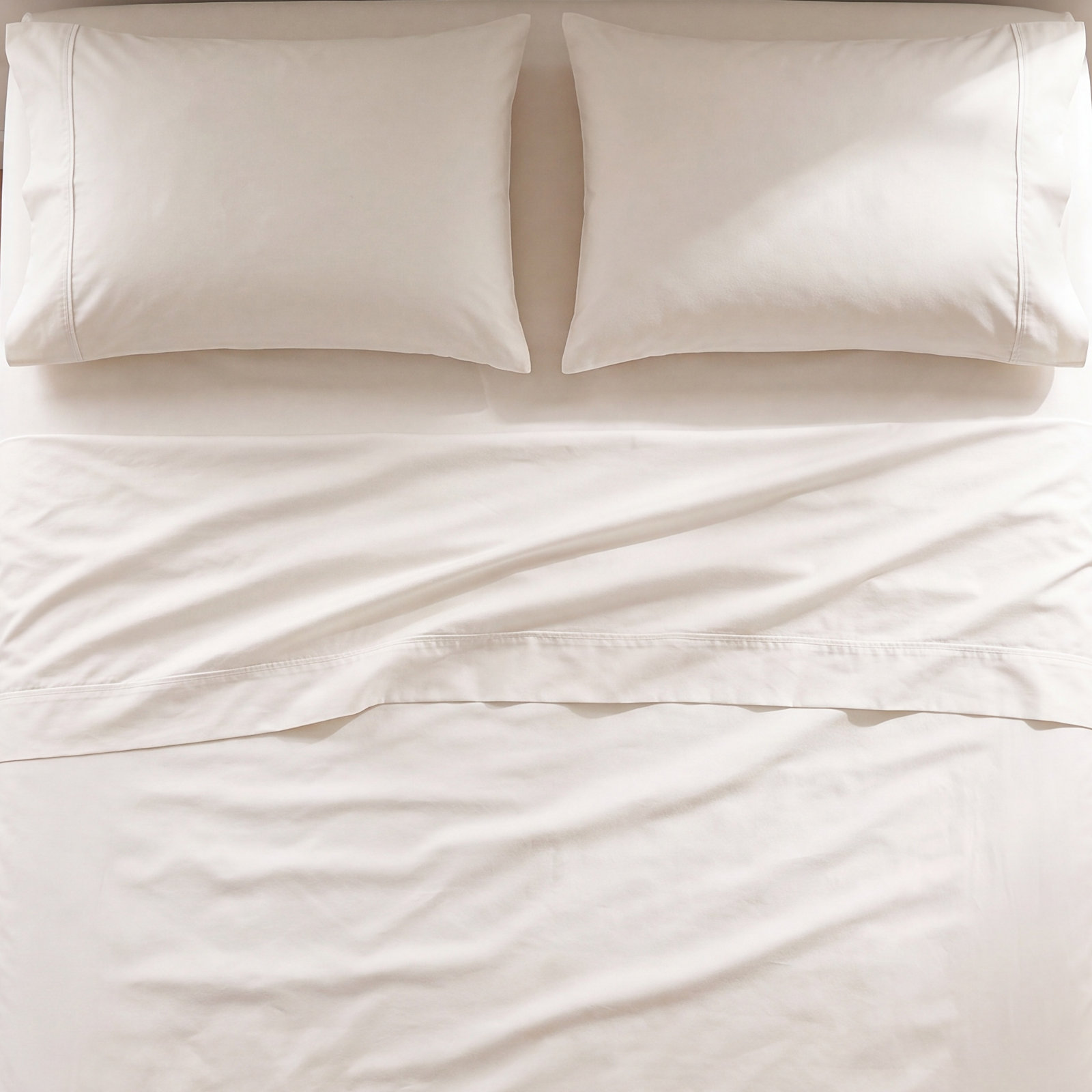 Coyer Cotton Sheet Set, Ivory, King Sheet Set + 1 Fitted Sheet + 2 Pillowcases