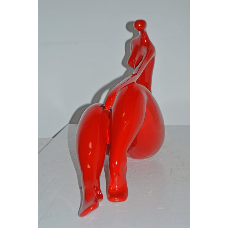 Statue «Women on the Beach» en résine - Amana, art moderne contemporain pour la maison, L 28 po x l 8 po x H 16 po, Rouge