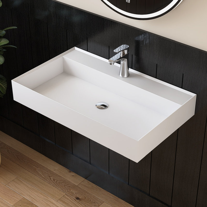 32'' Wall Mounted Bathroom Sink Solid Surface Bathroom Vessel Sink