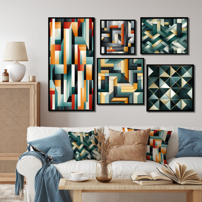 Crusado - Geometric Canvas Wall Art Set Of 5
