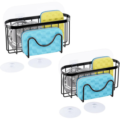 Multifunctional M-Shaped Sponge Holder With Dual Installation Options, Rustproof Stainless Steel Kitchen Sink Organizer For Sponges, Brushes, And Scrapers