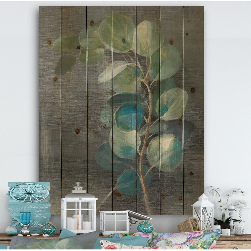 Feuilles fraîches II - impression traditionnelle sur bois de pin naturel, H 46 po x l 36 po x P 1,5 po