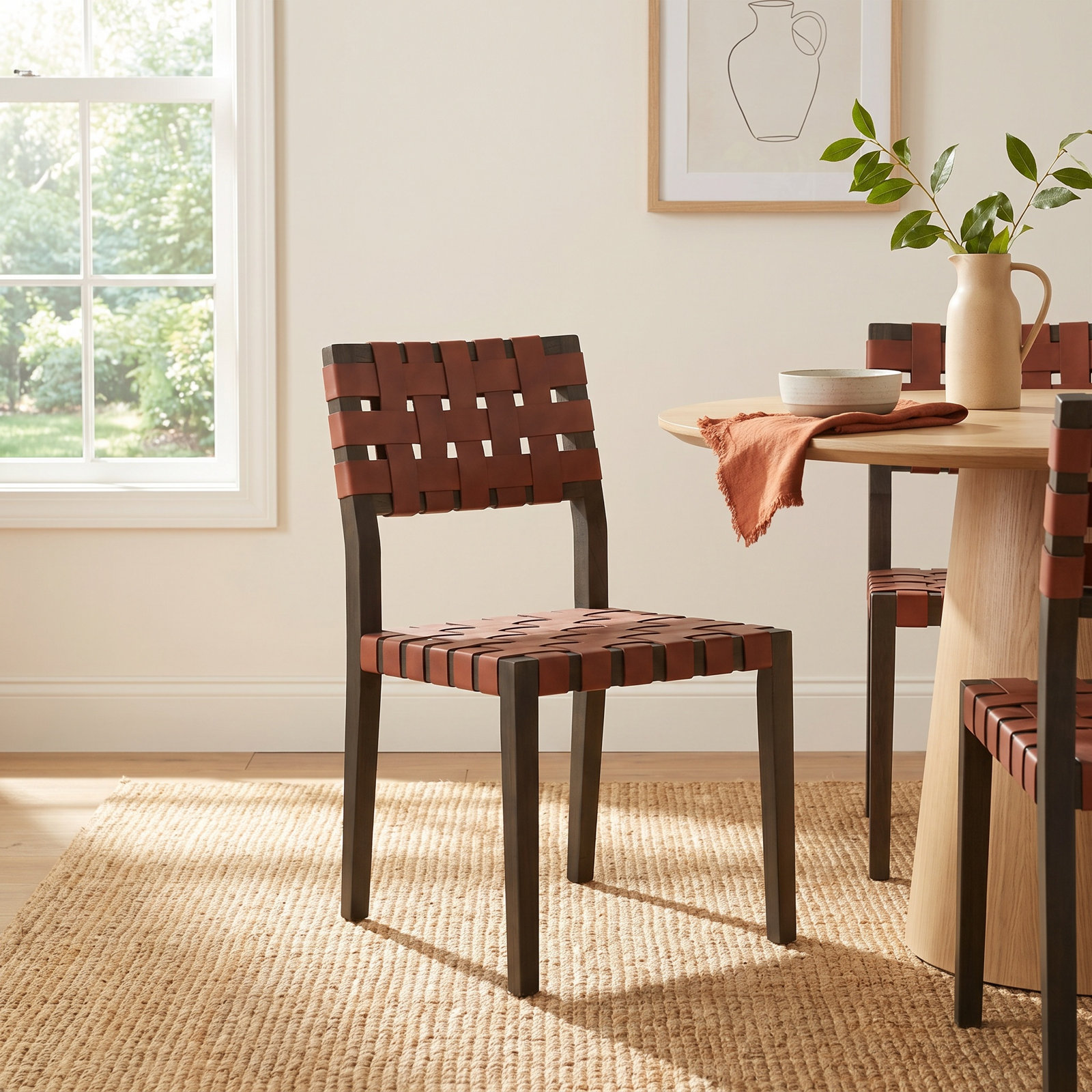 Ardell Genuine Leather Dining Chair, Natural