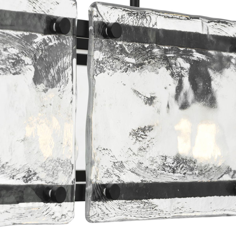 Rivera Matte Black 5-Light Linear Glass Chandelier