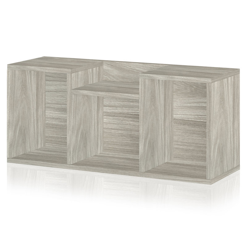 Wayland 15.9'' H x 36'' W Stackable Bookcase, Aspen Grey