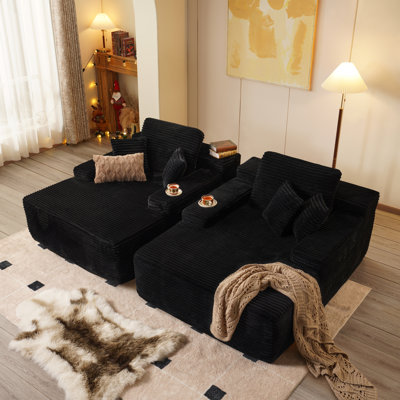 Cloudelle Oversized Compression Packed Chaise Lounge Chair Set Of 2, 48.4'' Deep Sleeper Chairs With Pillows, Plush Corduroy Sofa For Living Room, Bedroom Or Office – Comfy & Space-saving Seating,no Assembly Required