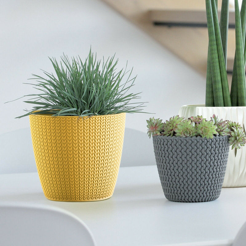 Caffrey Pot Planter, Individual, 13.8cm H x 15.7cm W x 15.7cm D, Mustard Yellow