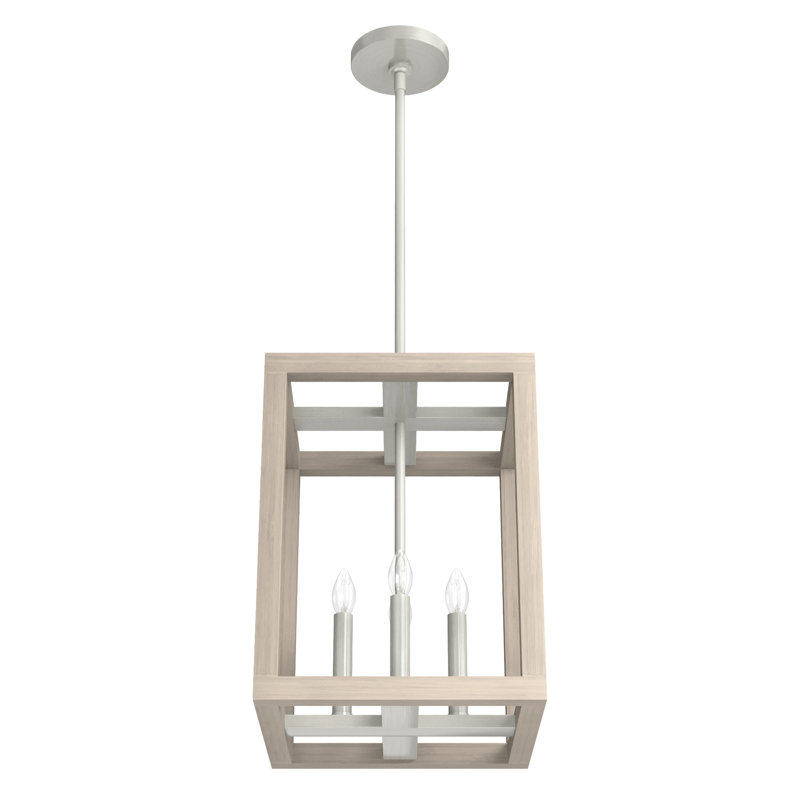 Squire Manor 4 - Light Lantern Rectangle Chandelier, Brushed Nickel, 72" H x 12" W x 12" D