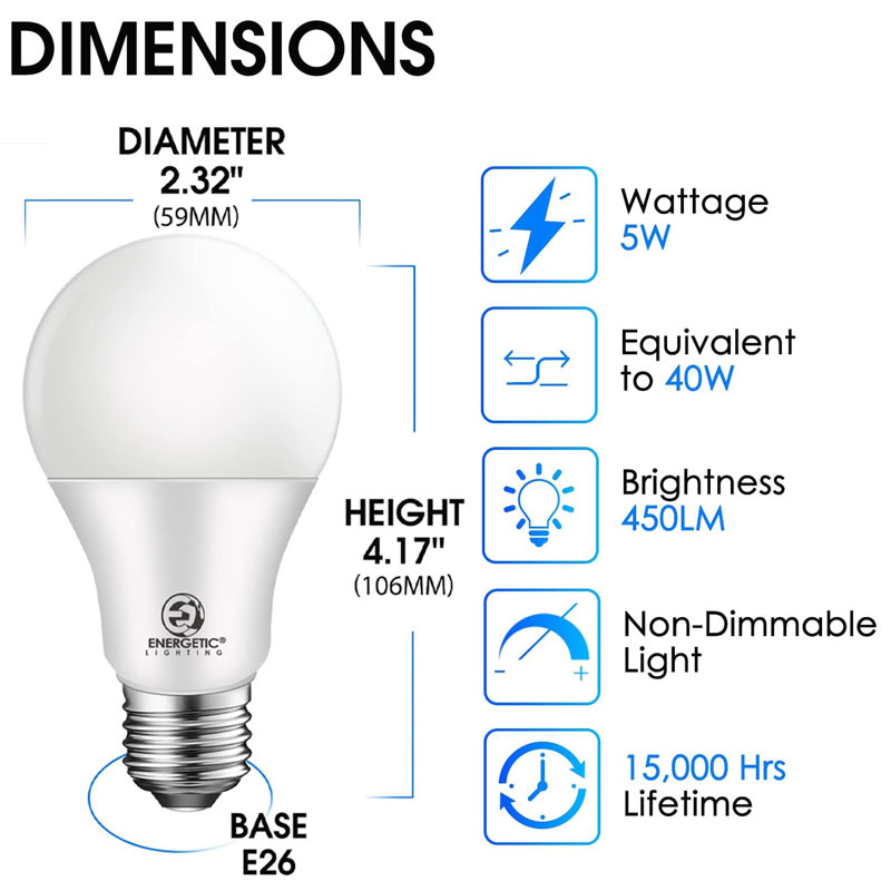 Warm White Plastic A19 LED Light Bulb 4-Pack