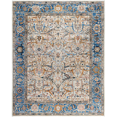 Tapis noué à la main unique en son genre Raffin - gris, 8 pi 0 po x 9 pi 9 po