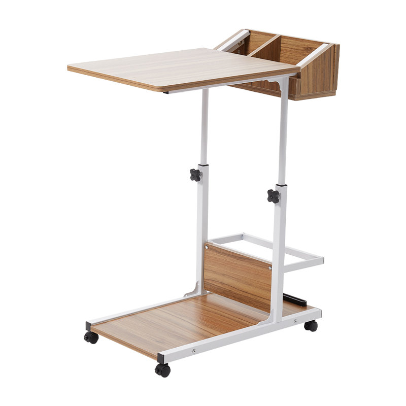 Metal Base Computer Desk, Nature Wood/White