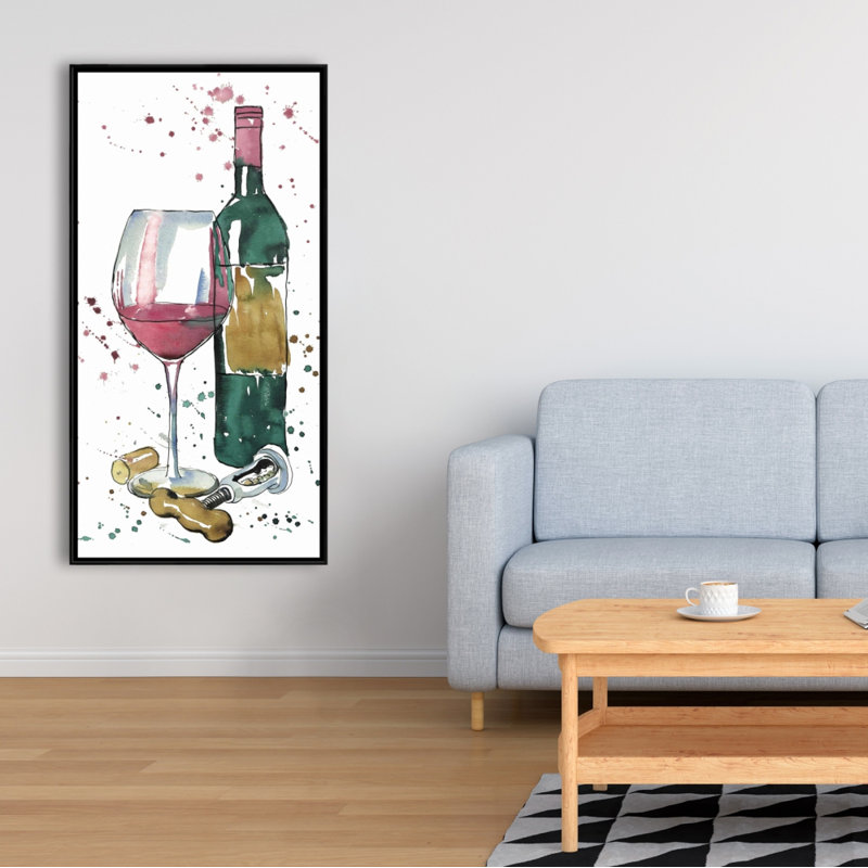 Bottle Of Red Wine Print On Canvas, H 48 po x l 24 po