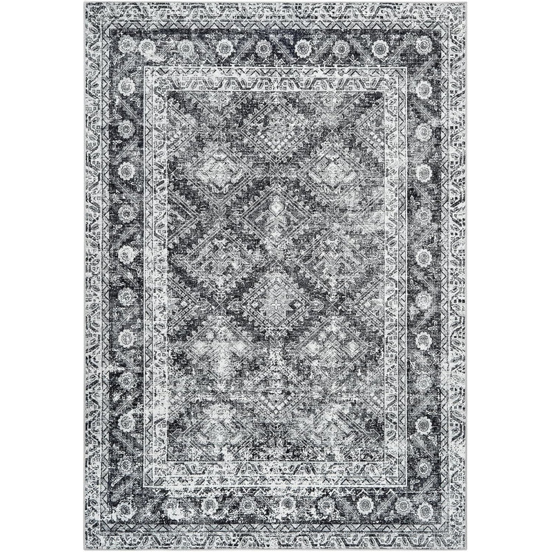 Tapis lavables pour le salon Boho rétro pour le bureau, salle à manger, chambre d'enfant et maison de campagne, tapis antidérapant à poils courts, gris