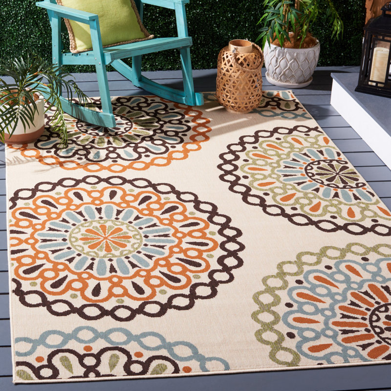 Tapis d'intérieur / extérieur à motif géométrique Centeno Performance, Rectangle 6 pi 7 po x 9 pi 6 po