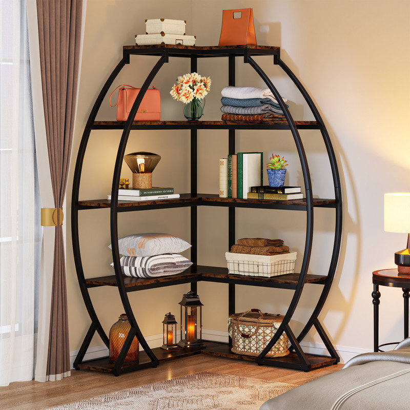 176cm H x 72.1cm W Metal Corner Bookcase