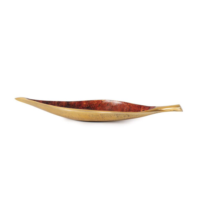 Bol à feuilles Sharma Crimson Gold Shallow Leaf - petit, H 2 po x l 16 po x P 4 po, 1