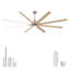 84 Inch Oversized Brushed Nickel Ceiling Fan with Dimmable LED Light - Reversible DC Motor for Large Living Rooms, Warehouses & Villas