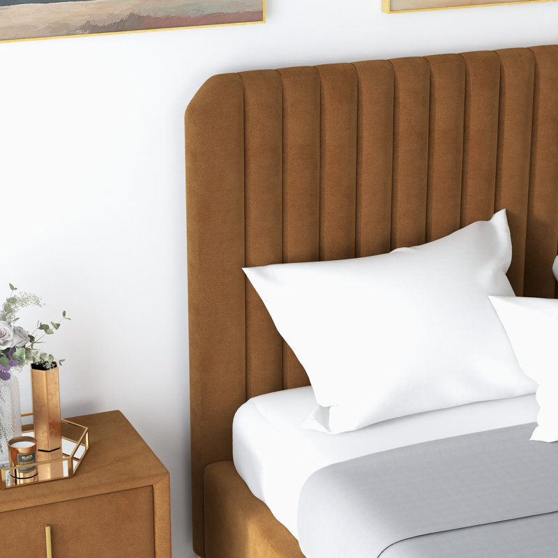Lit plateforme tapissier gris Kelii, Gris, Grand