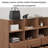 Brown Wood Display Case with Tempered Glass Top, Open Storage, and Six Drawers