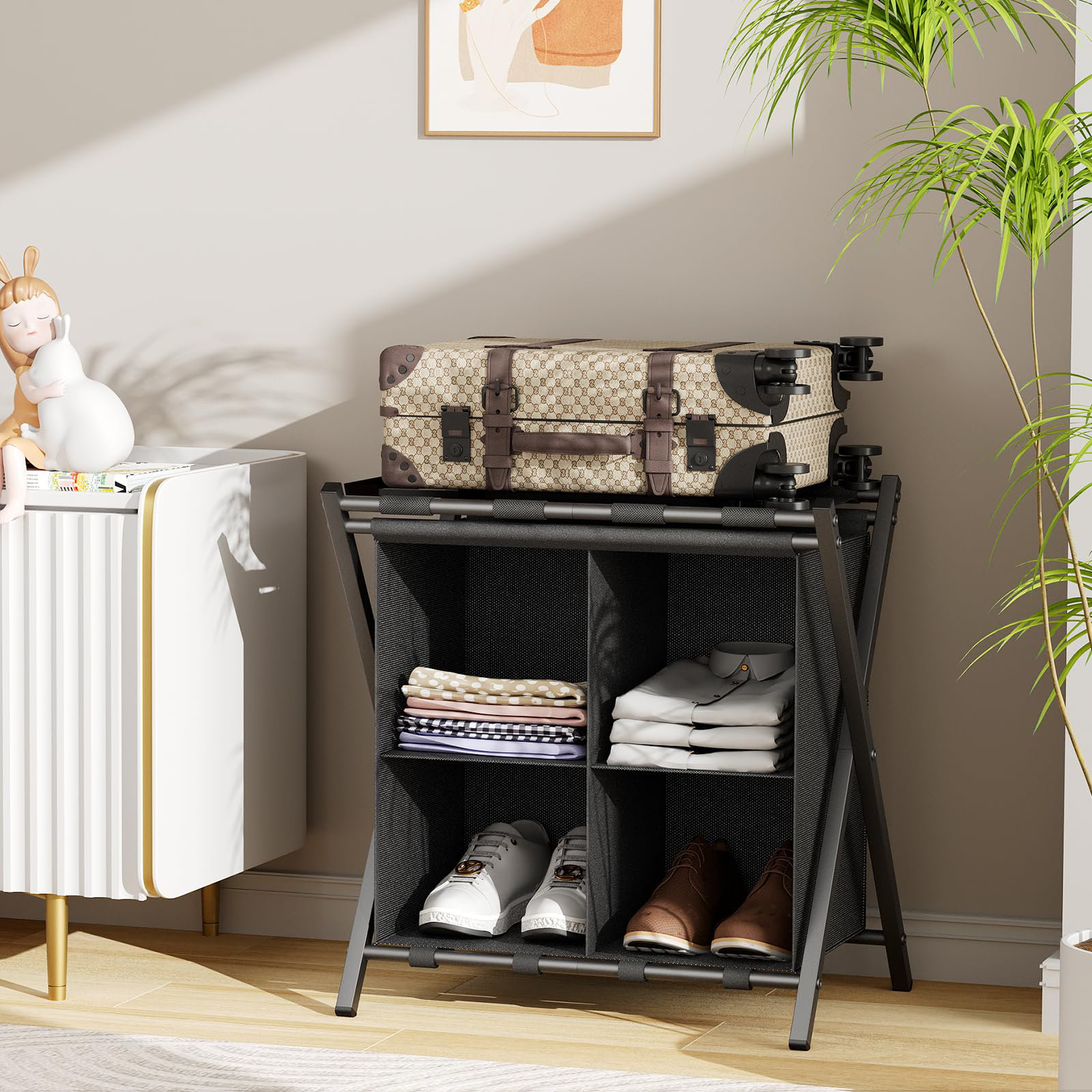 Guest Storage Rack hongdashi Guest Room Luggage Rack, Folding Suitcase Rack With Fabric ...